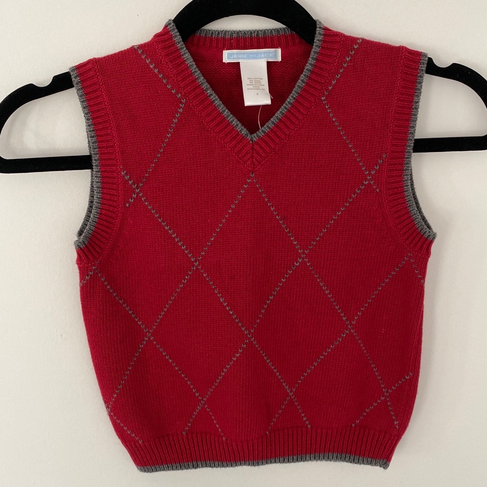 Janie and Jack Red and Grey Vest